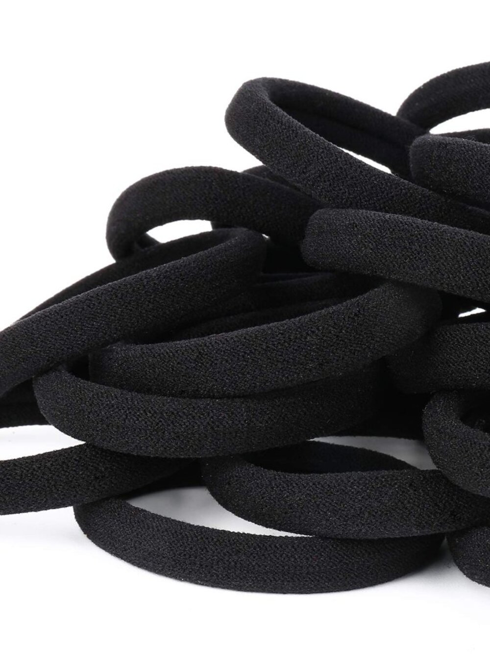 50PCS Black Cotton Seamless Hair Ties for Women – 2 Inch Elastic Ponytail Holder